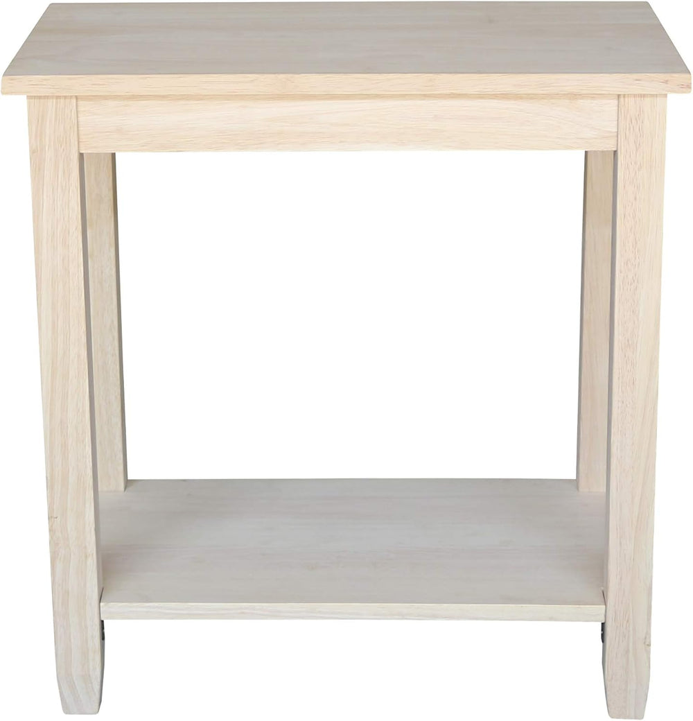 IC International Concepts Solano Solid Wood Accent Table, Unfinished