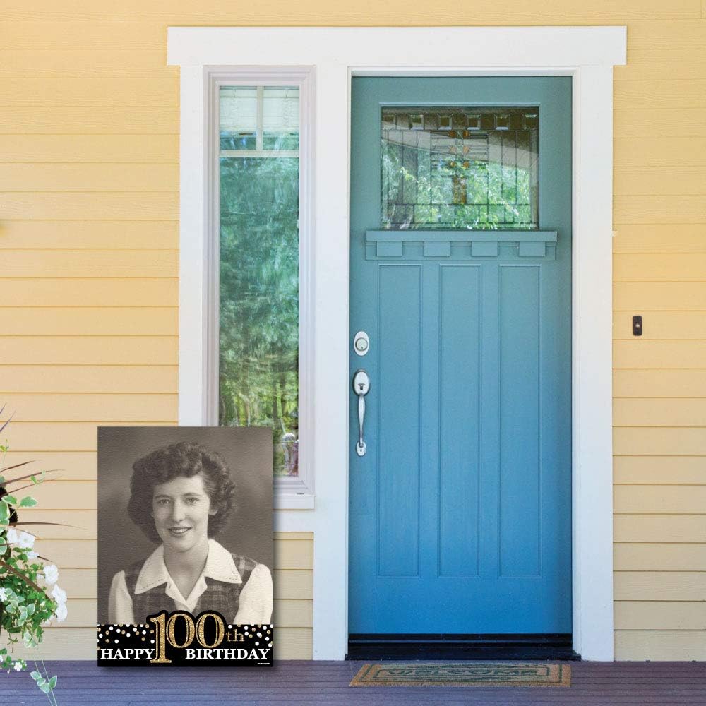 Big Dot of Happiness Custom Adult 100th Birthday Gold Photo Yard Sign - 17&qu...
