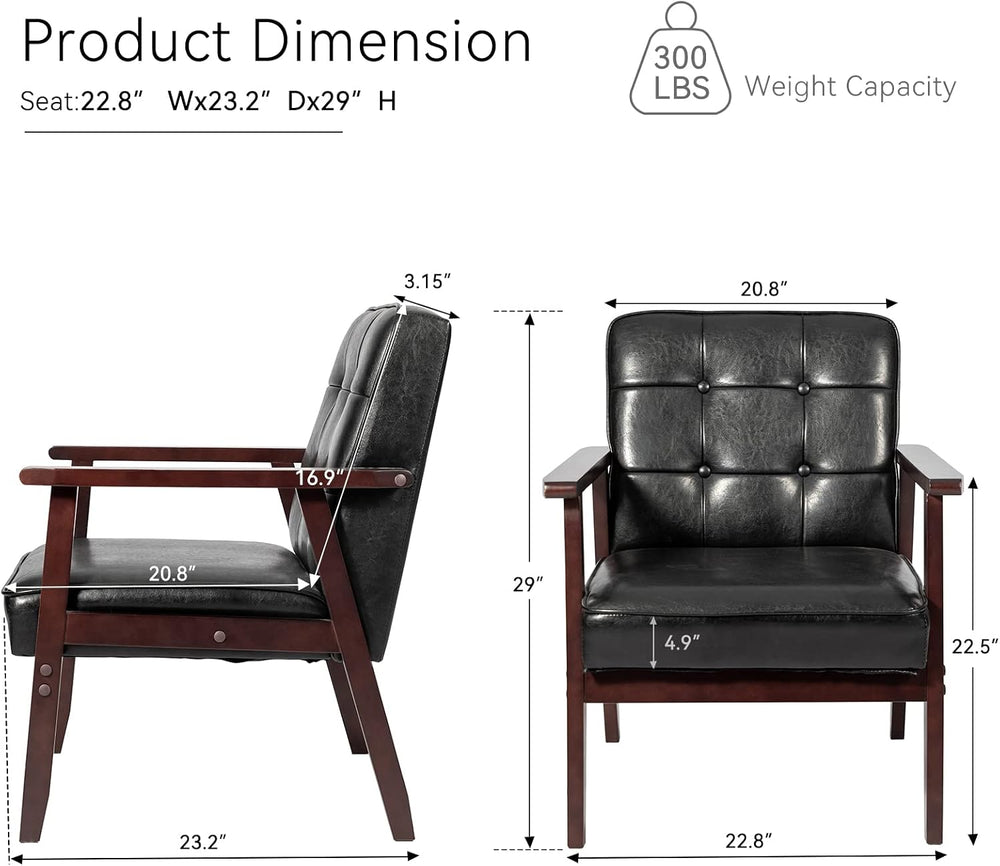 Okeysen Accent Chairs Set of 2, Mid Century Modern Accent Chair, Retro Wood a...