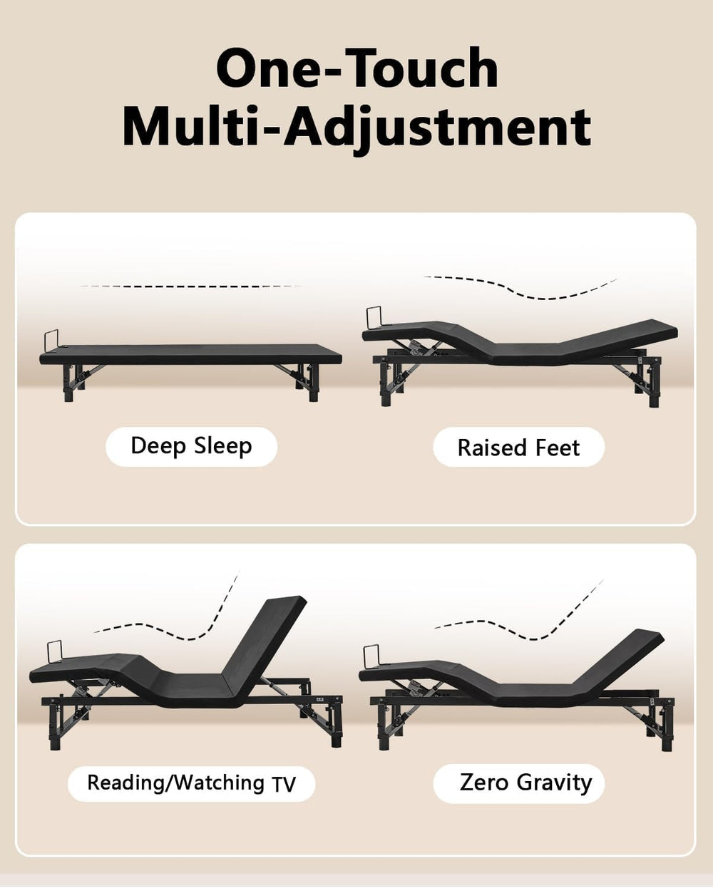 Mixcous King Adjustable Bed Frame with Zero Gravity Heavy Duty 750 lbs