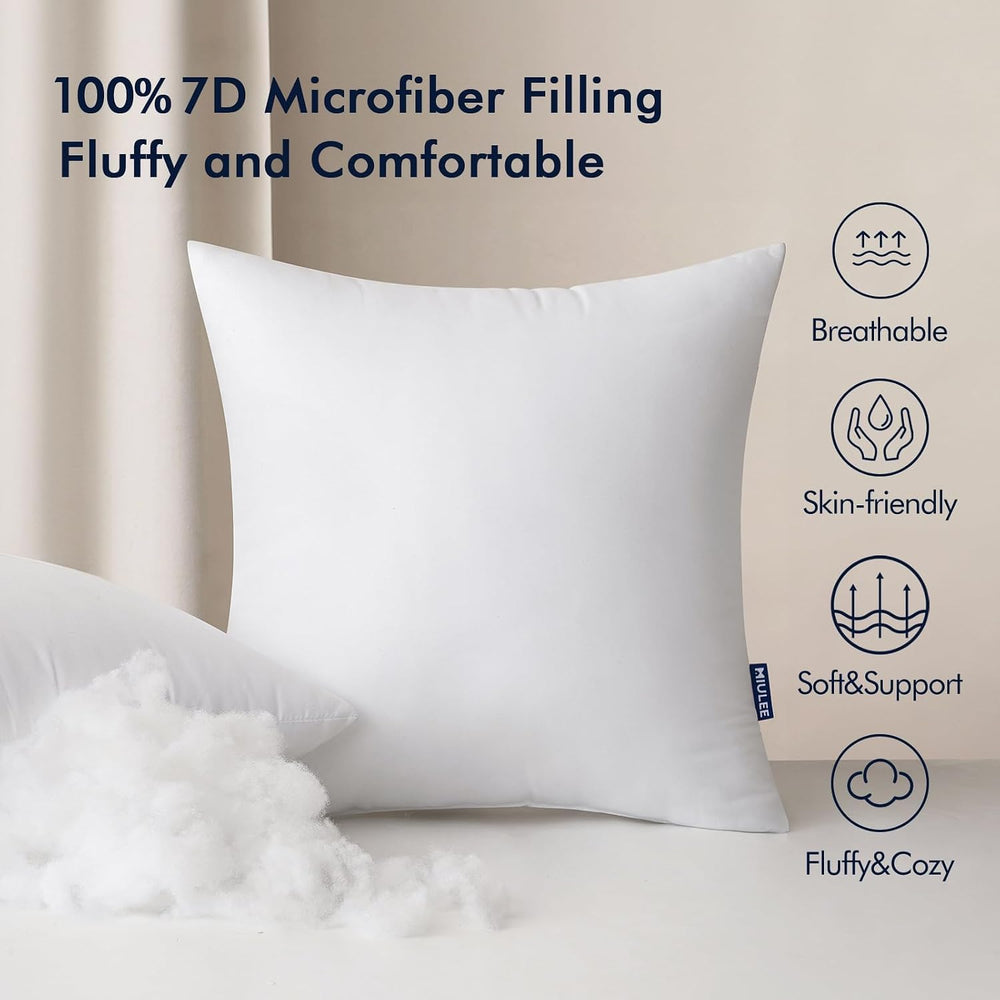 MIULEE 22x22 Inch Outdoor Pillow Inserts, Pack of 4 Waterproof Pillows