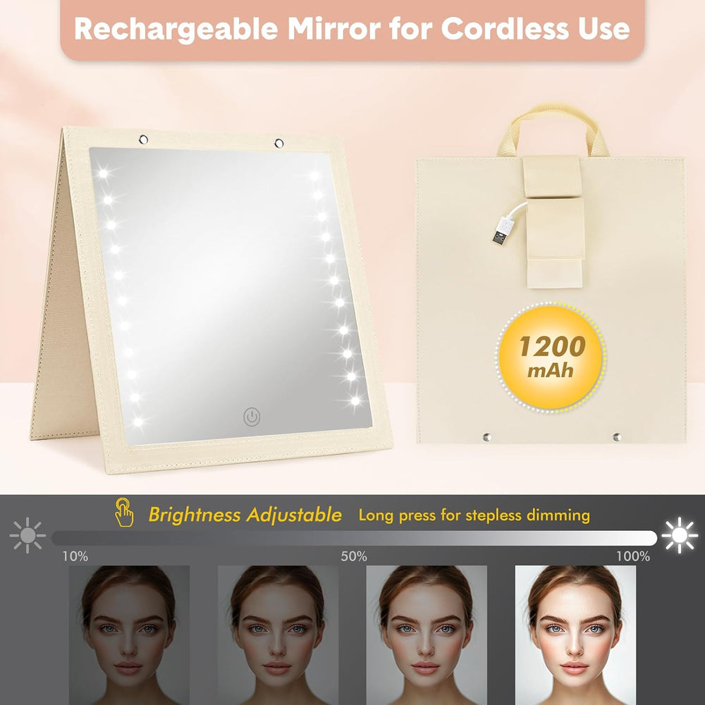 Lighted Hanging Full Length Body Mirror, Portable Dance Mirror, Foldable