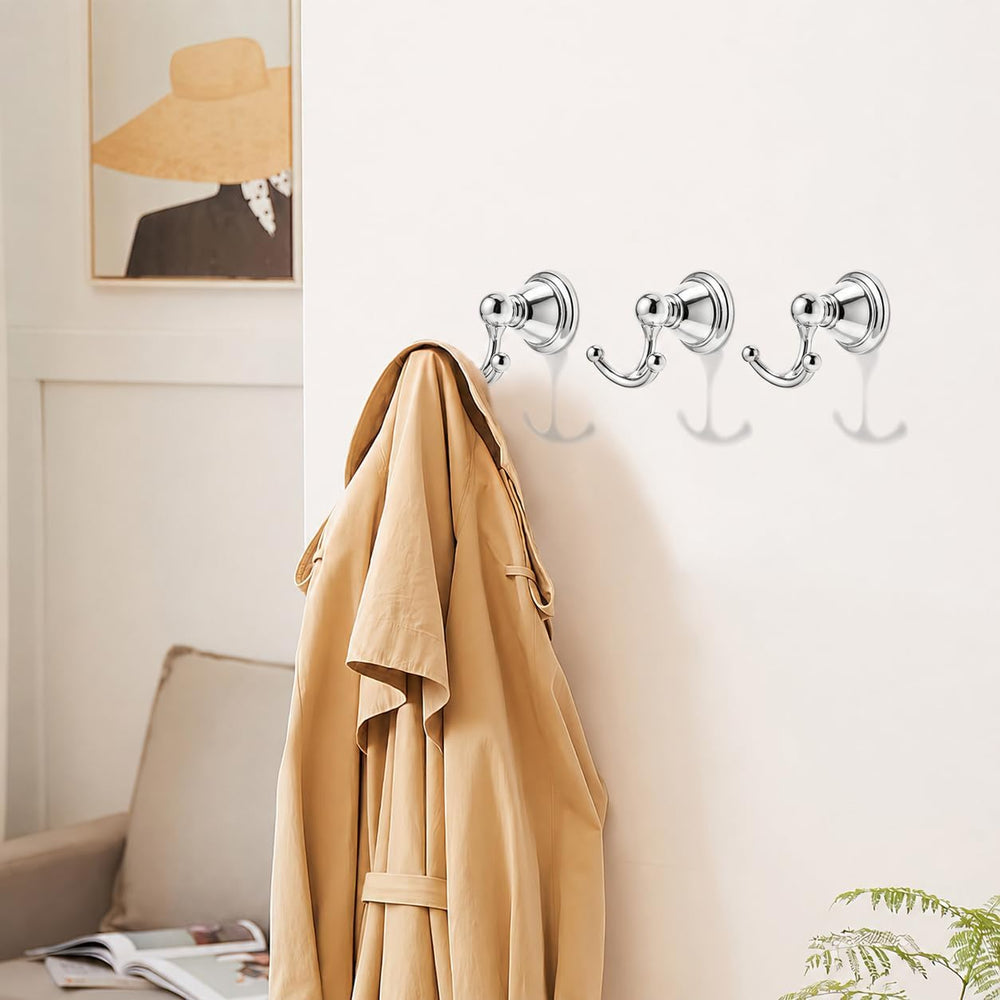 khtumeware 4 Pack 2-1/2 inch Polished Chrome Vintage Towel Hooks