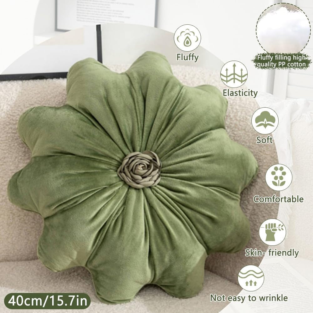 2Pcs Flower Pillow Cushion Round Aesthetics Decorative Throw Pillow 15.7&quot...