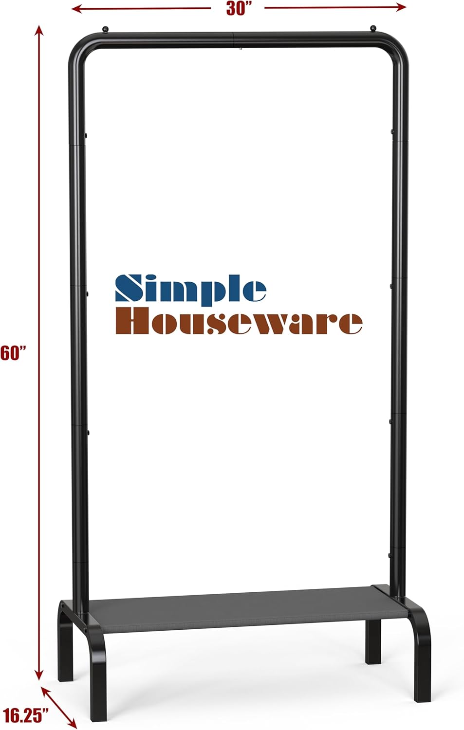 Simple Houseware 30" W Narrow Freestanding Garment Rack with Shelves, Black