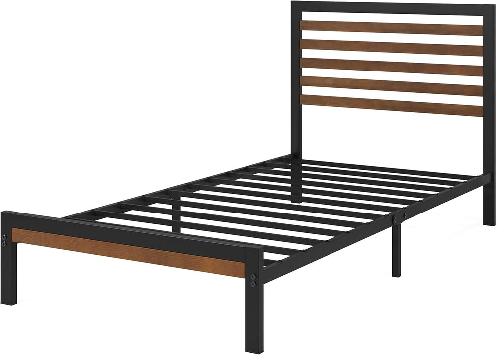 Zinus Kai Bamboo and Metal Platform Bed Frame, Sturdy Steel Frame, Twin