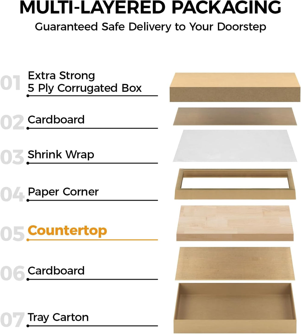 Solid Wood Butcher Block Countertop - 5ft Unfinished Birch Slab Counter Top W...