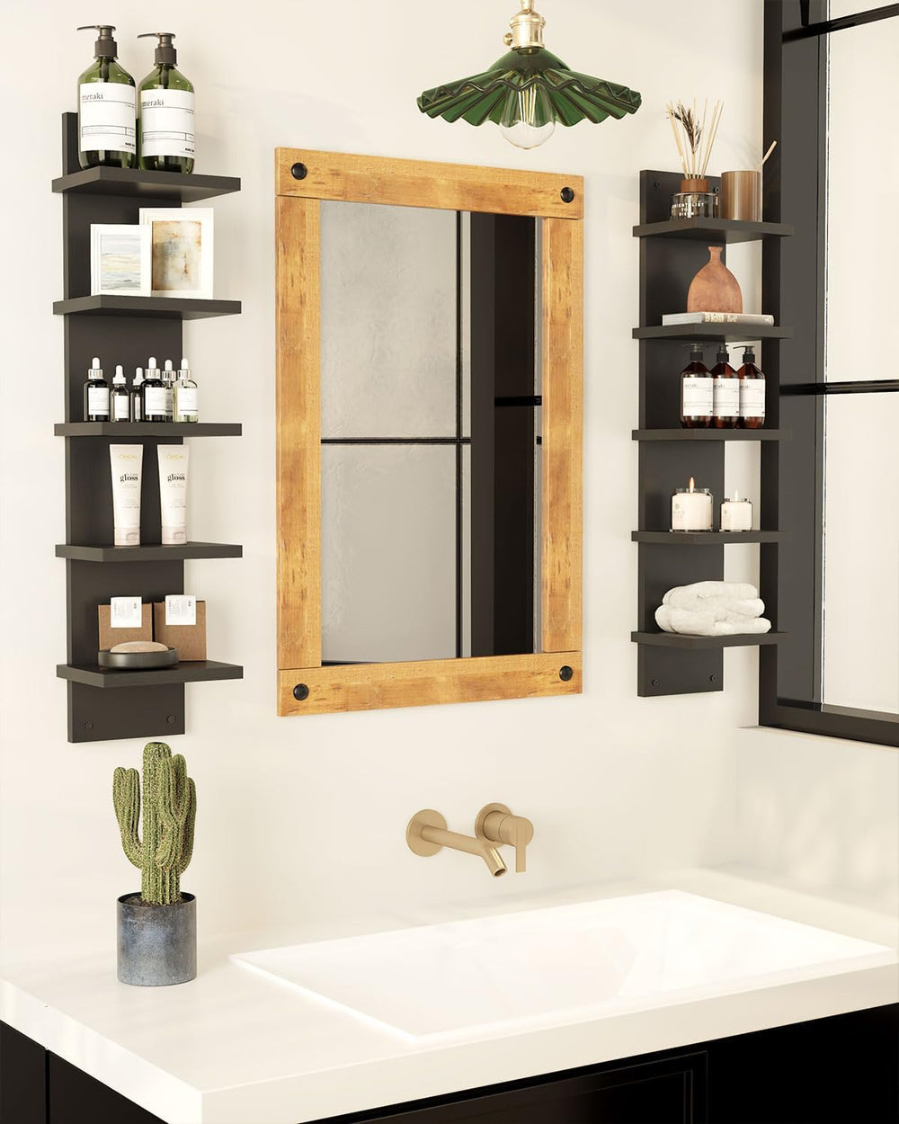 IBUYKE 5 Tier Wall Shelf Unit,Floating Storage Shelf Black WBC009B-2