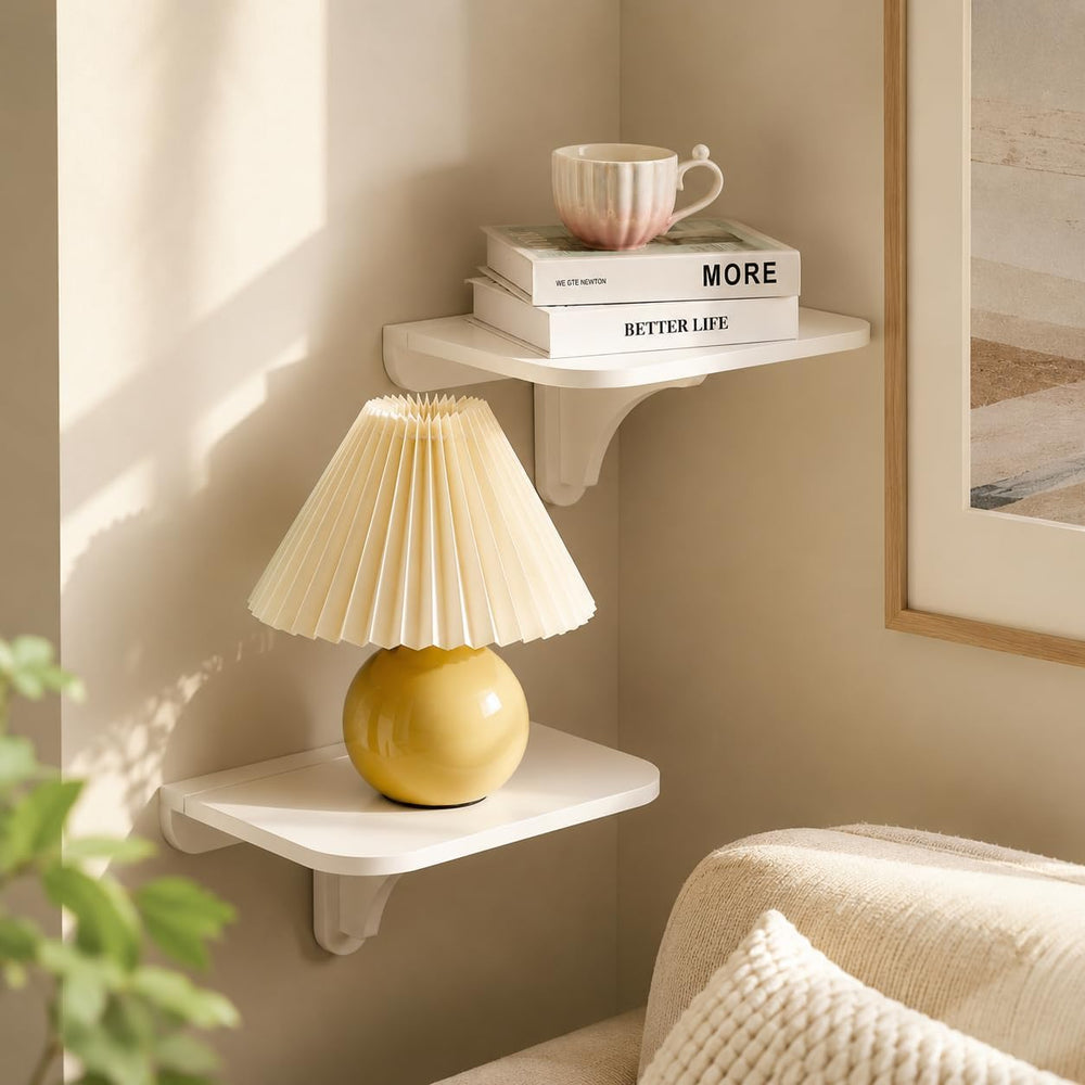WELLAND 11.8" x 8.25" White Wall Mounted Desk Small Floating Shelve...