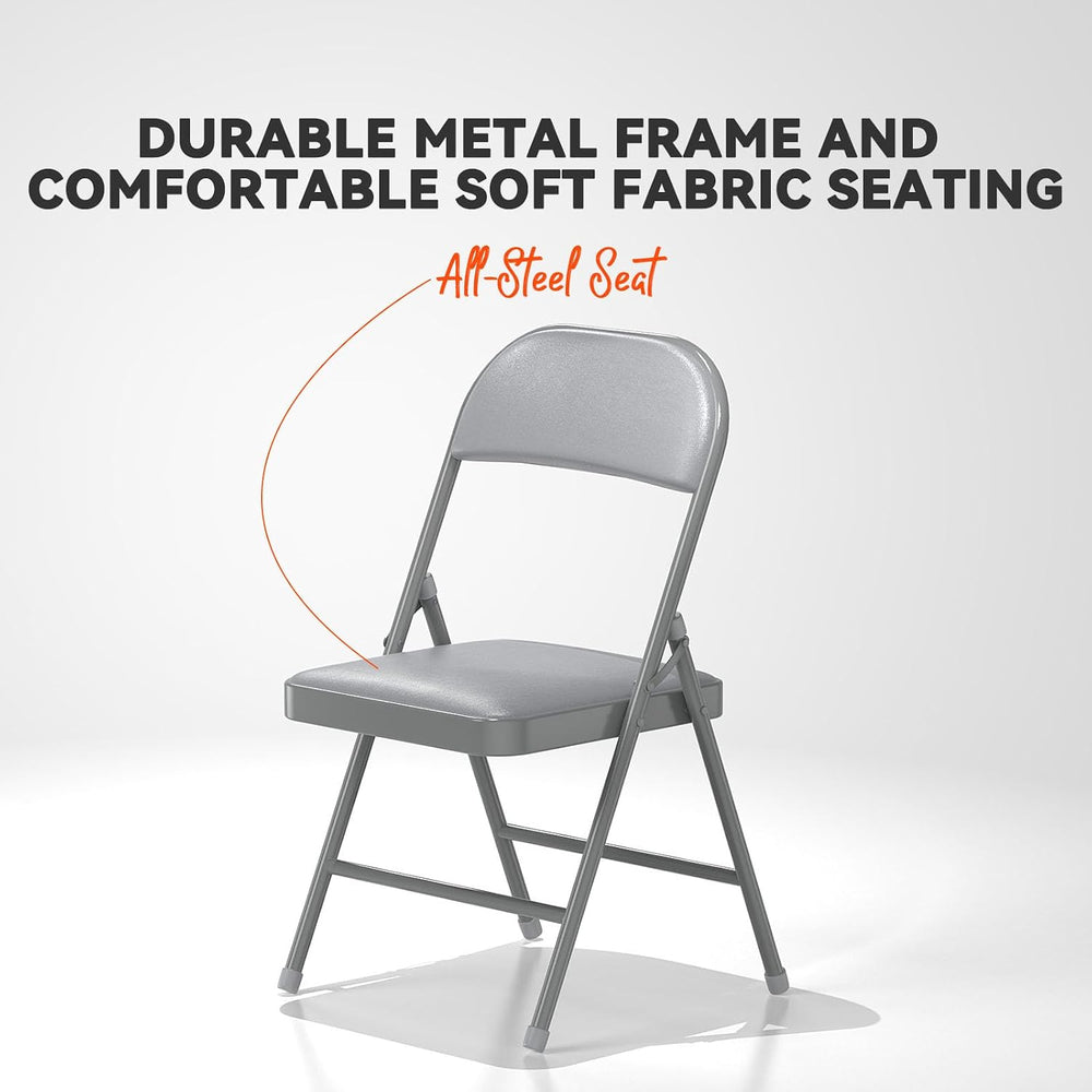 Nazhura Folding Chairs with Padded Vinyl Cushion Chairs with Comfortable Cush...