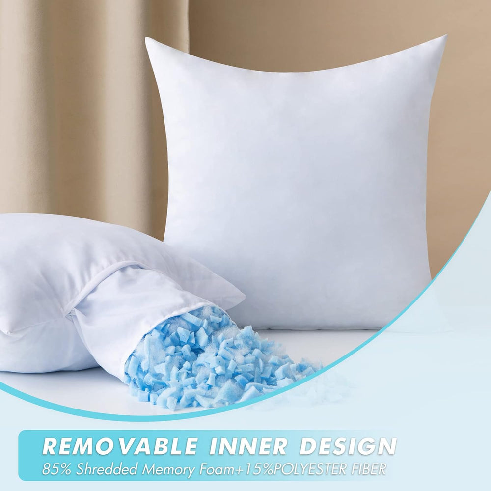 MIULEE 18x18 Pillow Inserts Set of 2, Shredded Memory Foam Throw Pillows