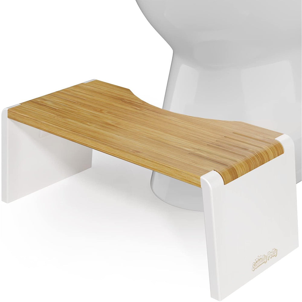 Squatty Potty Stockholm Folding Bamboo Toilet Stool - 7" Brown & White