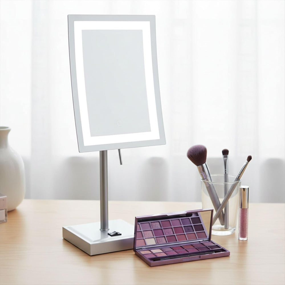 JERDON Lighted Makeup Mirror with 5X Magnification - Nickel - JRT910NL