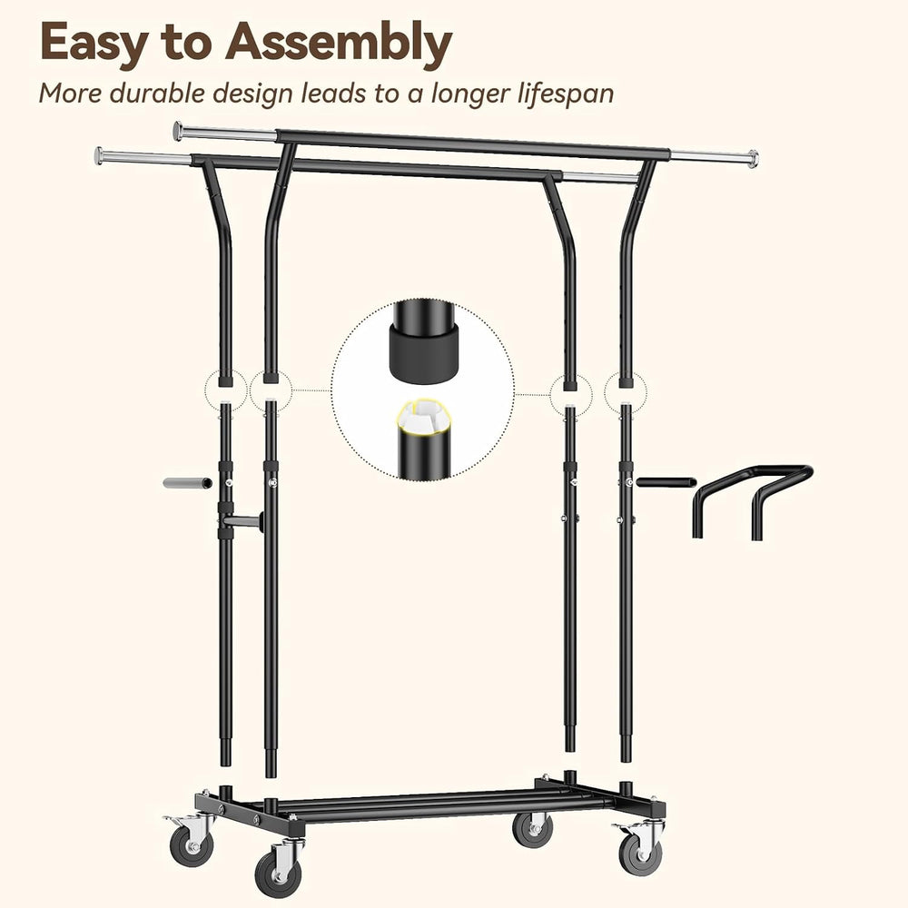 Heavy Duty Clothes Rack: 800LBS Rolling Clothing Garment Rack for Hanging Coa...