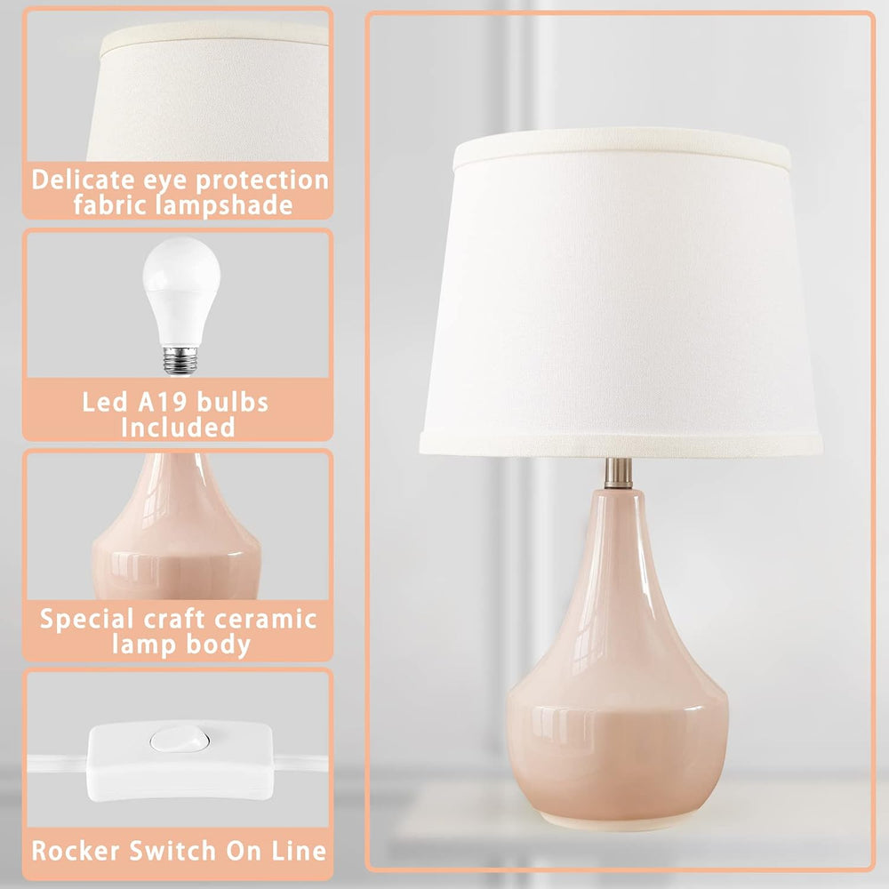GyroVu 18" Table Lamp Set of 2, Ceramic Lamp Classic Beside Lamps Nights...