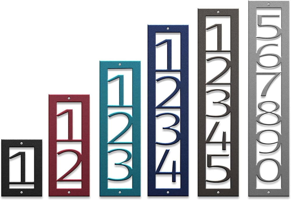 Custom Metal Vertical Address Sign, Personalized Modern House Number Plaque