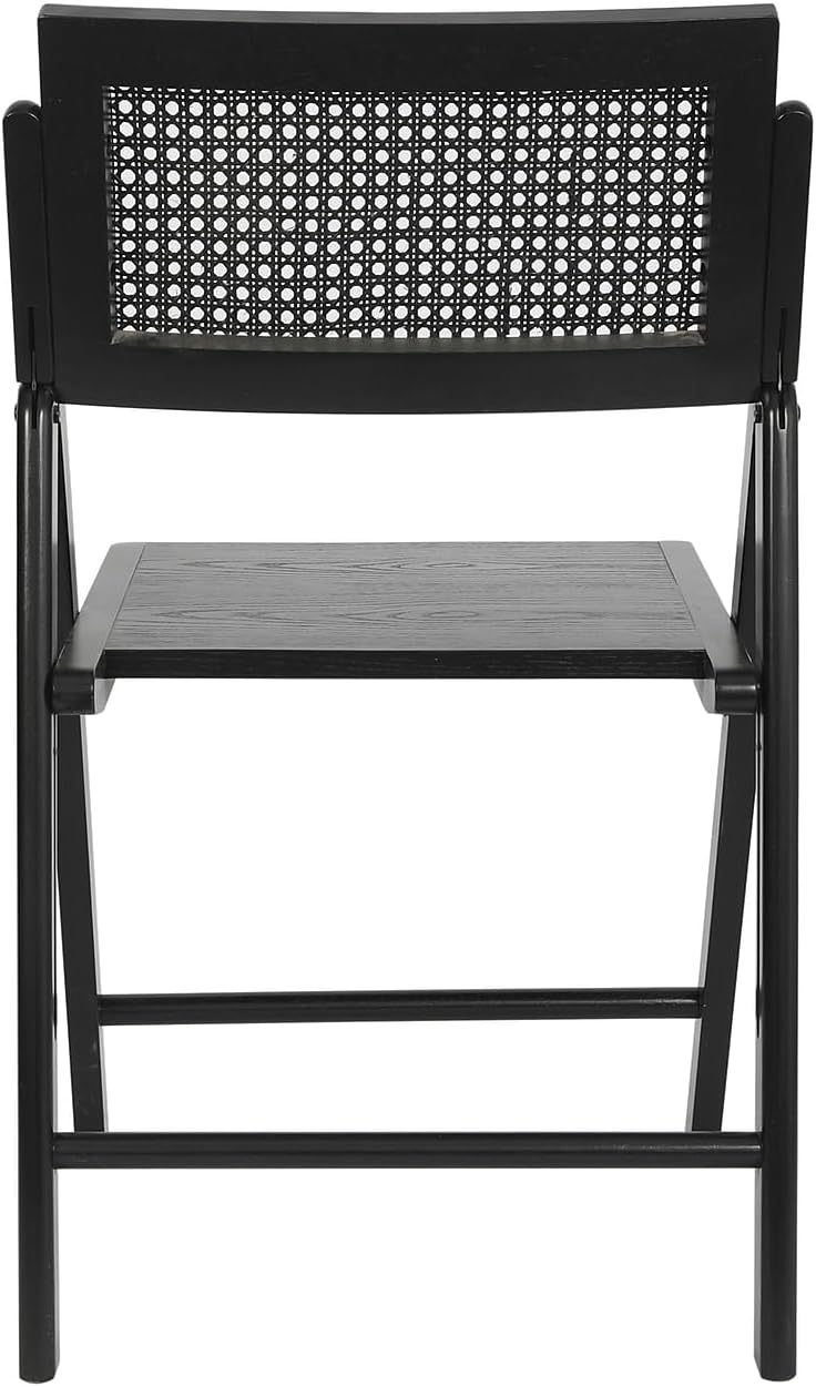 Flash Furniture Rattan Folding Chair, Natural/Black, 2-Pack