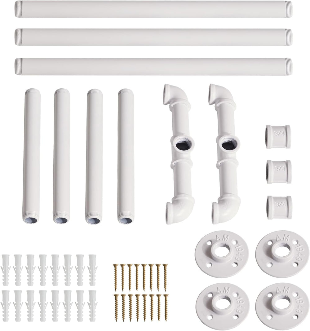 IBUYKE 50" Industrial Pipe Clothes Rack Wall Mounted, White TYJ002W