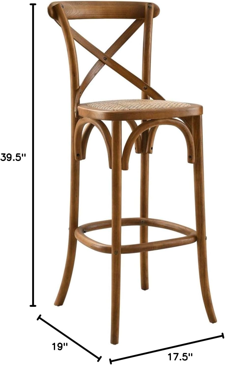 Modway Gear X-Back Wood Bar Stool in Walnut