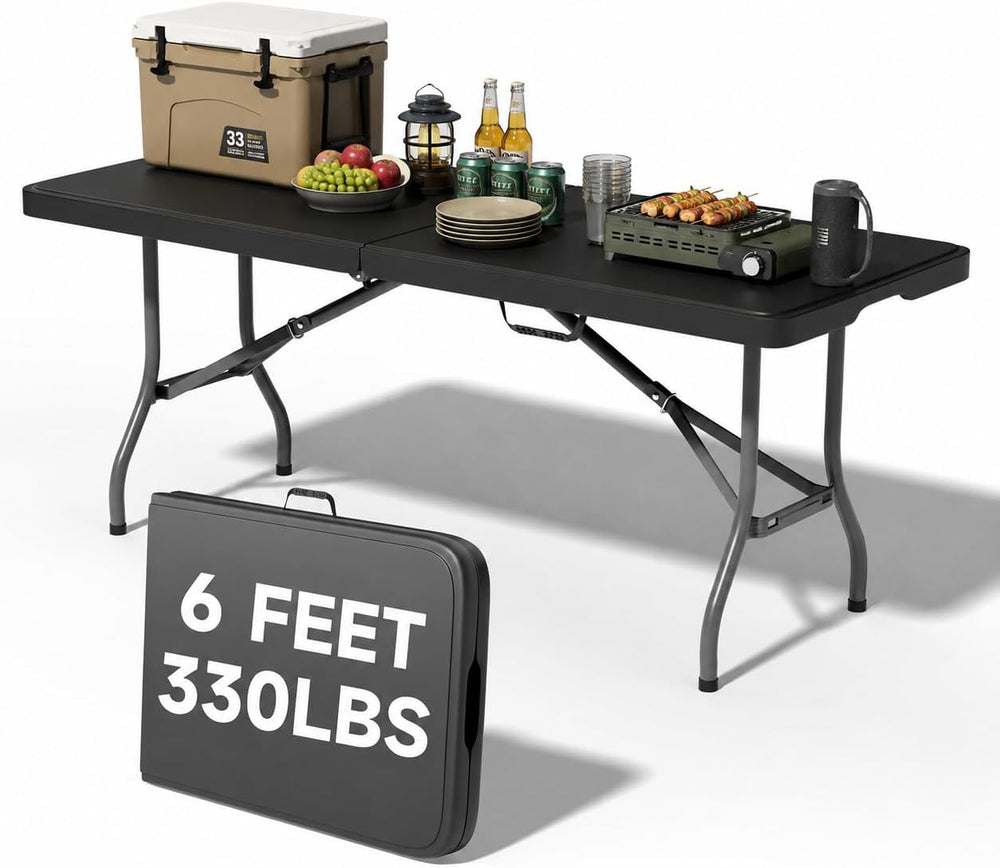 6 Foot Folding Table Black