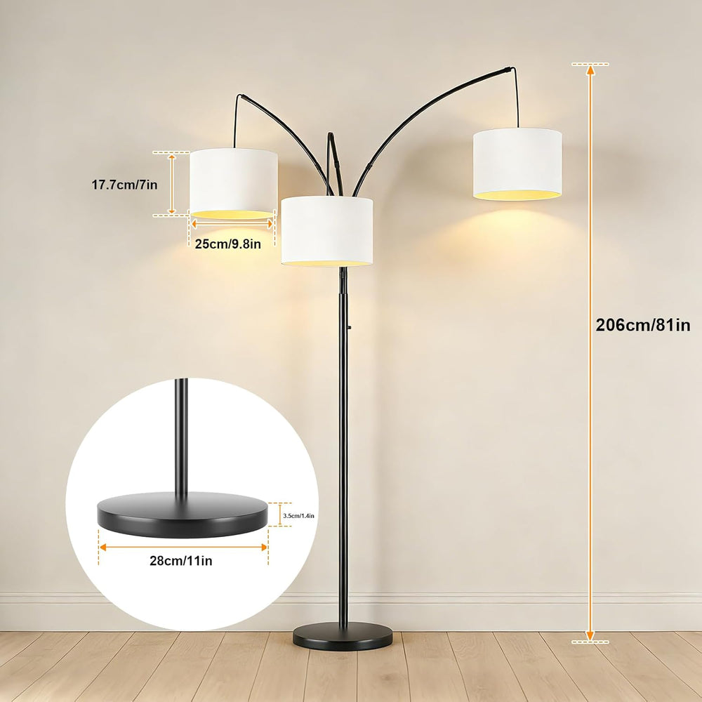 Floor Lamp with Remote, 3 Light Arc Floor Lamps for Living Room