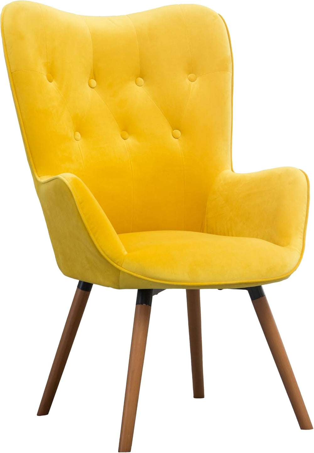 Roundhill Furniture AC155YL Doarnin Silky Velvet Tufted Button Accent Chair, ...