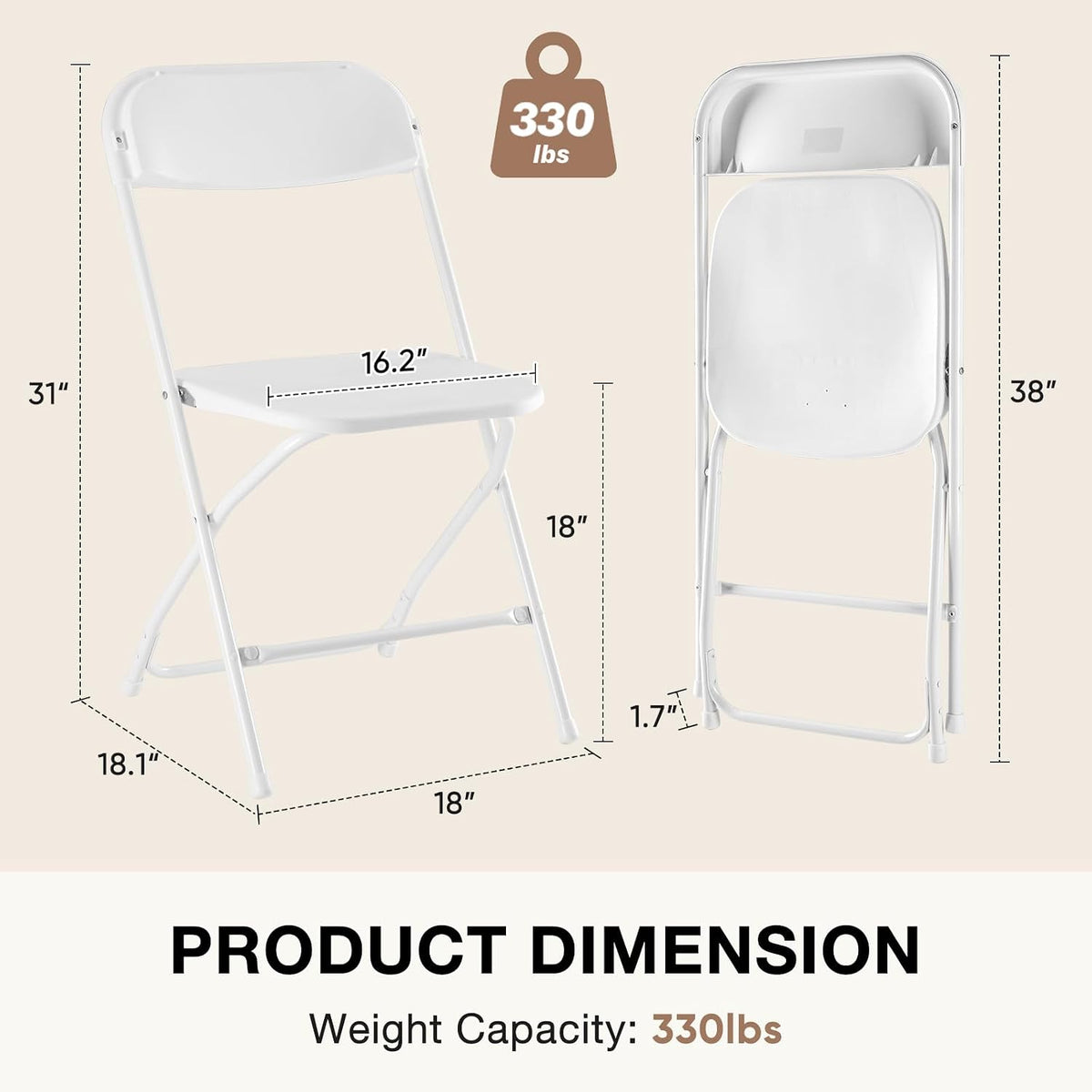DUMOS Plastic Folding Chairs Sets of 6, Patio Dining Foldable Sets, Outdoor