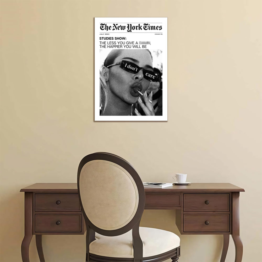 Trendy The New York Times Wall Art 12x16in Framed, Black and White Elegant Ur...
