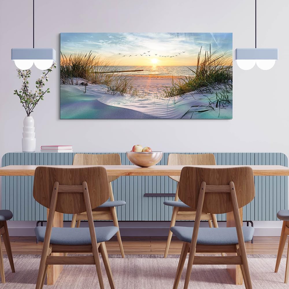 Wapluam Canvas Wall Art For Living Room Wall Decor For Bedroom Blue Sea Beach...