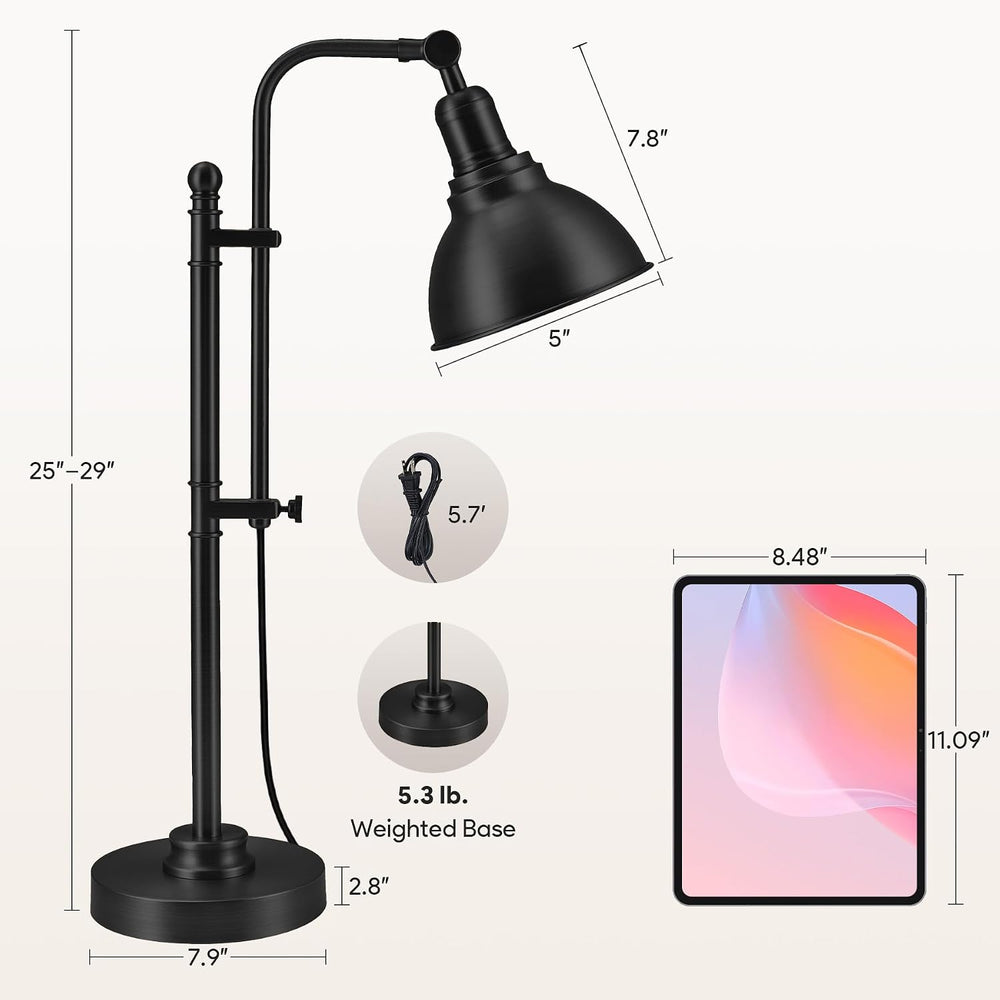VONLUCE Rustic Desk Lamp, Adjustable Industrial Table Lamp for Home Office