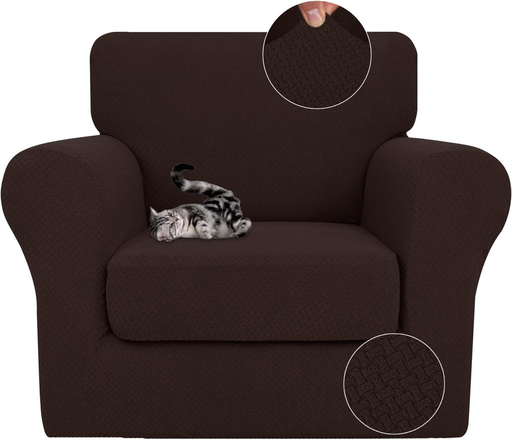 JIVINER 2 Pieces Armchair Covers for Living Room Stretch Chair Slipcovers wit...