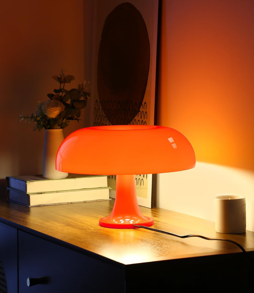 Orange Mushroom Lamp, Mid Century Modern Table Lamp for Bedroom, Minimalist M...