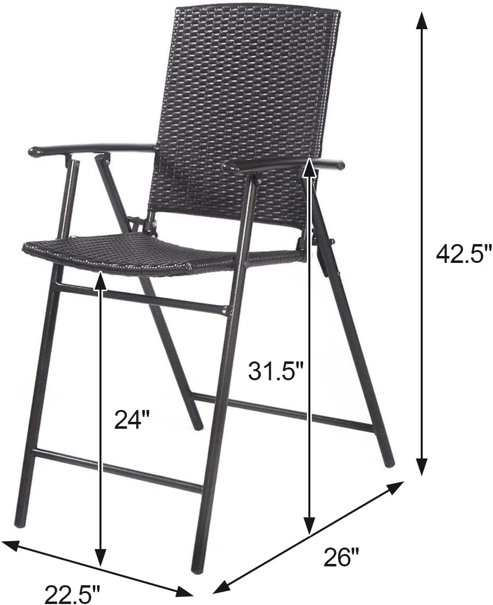 Tangkula 4 Piece Folding Patio Bar Chairs, Lightweight Portable Foldable Spac...