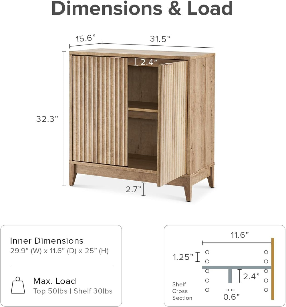 mopio Brooklyn Storage Cabinet, Sideboard, Credenza (Oak, Single)