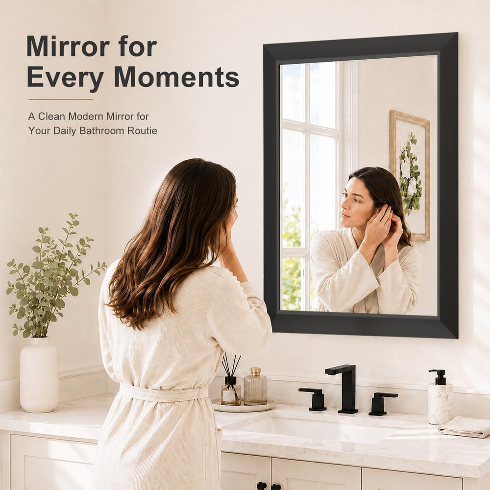SMIROR 36x30 Matte Black Bathroom Vanity Mirror for Over Sink