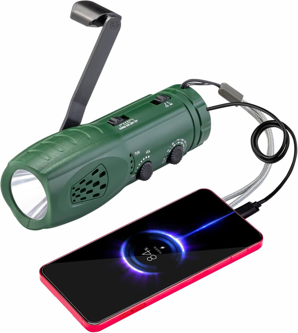 Hand Crank Flashlight with Emergency Radio LED Torch Phone Charger
