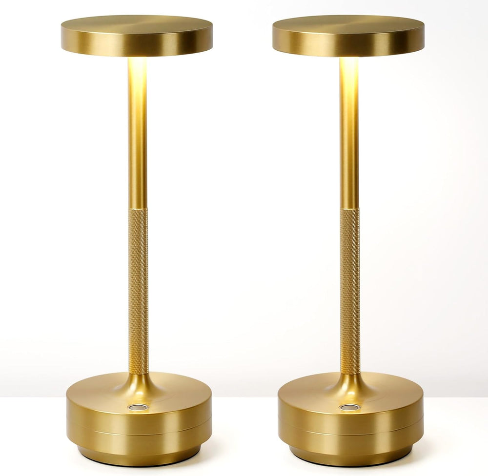 LED Cordless Lamp 5000mAh Table Lights Rechargeable 2-Pack Gold