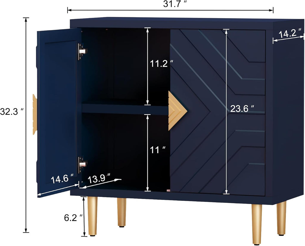 HLR 31.7'' Modern Sideboard Storage Cabinet with 2 Doors, Blue