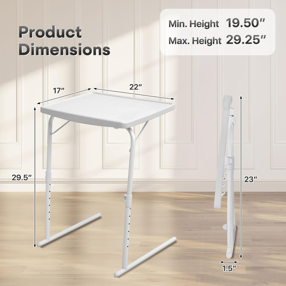 Athena Collection Adjustable TV Tray Table, White