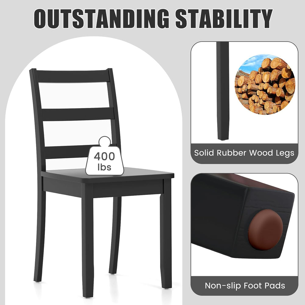 COSTWAY Dining Chairs Set of 4, Mid-Century Modern Wooden Chairs, Black