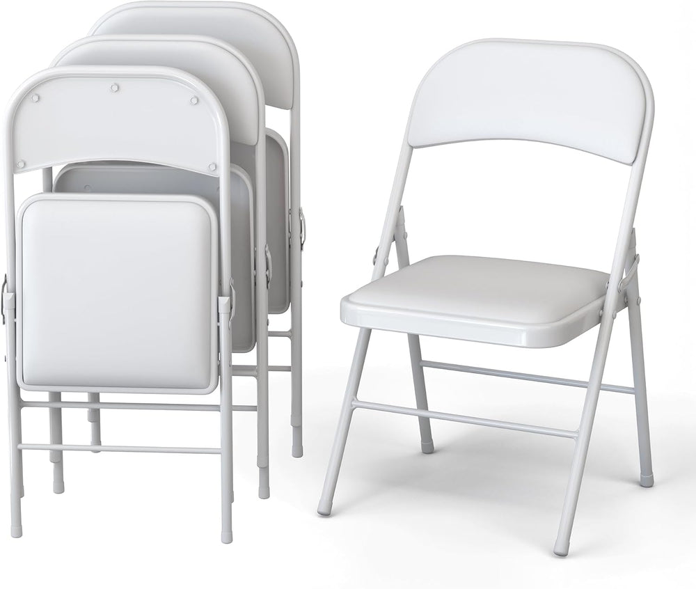 Our Modern Space 4 Pack Leather Chair | Foldable & Stackable | 350 lbs Ca...