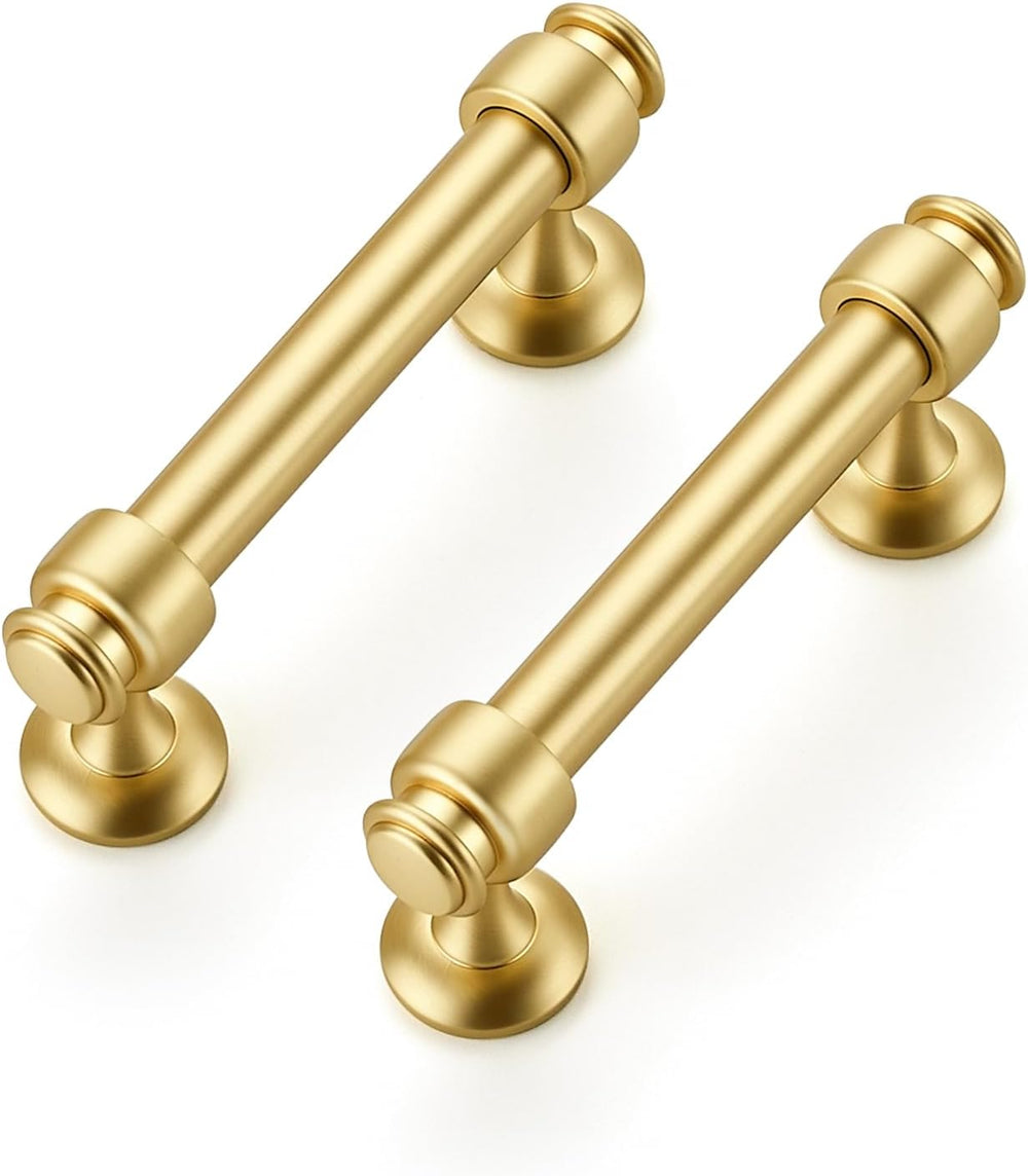 12 Pack Brushed Gold Cabinet Handles, 3" Hole Center Drawer Pulls