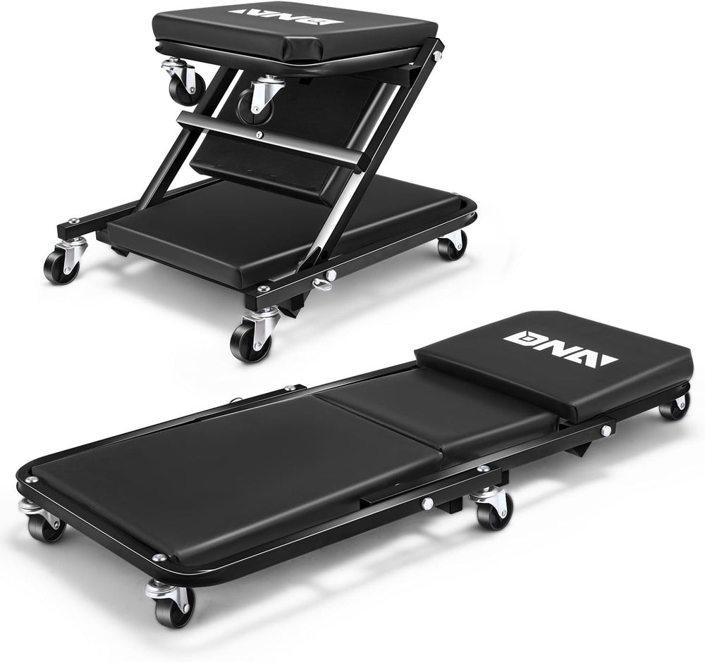 DNA Motoring 36 Inches Folding 2 in 1 Rolling Z Creeper, Adjustable Roller Ga...