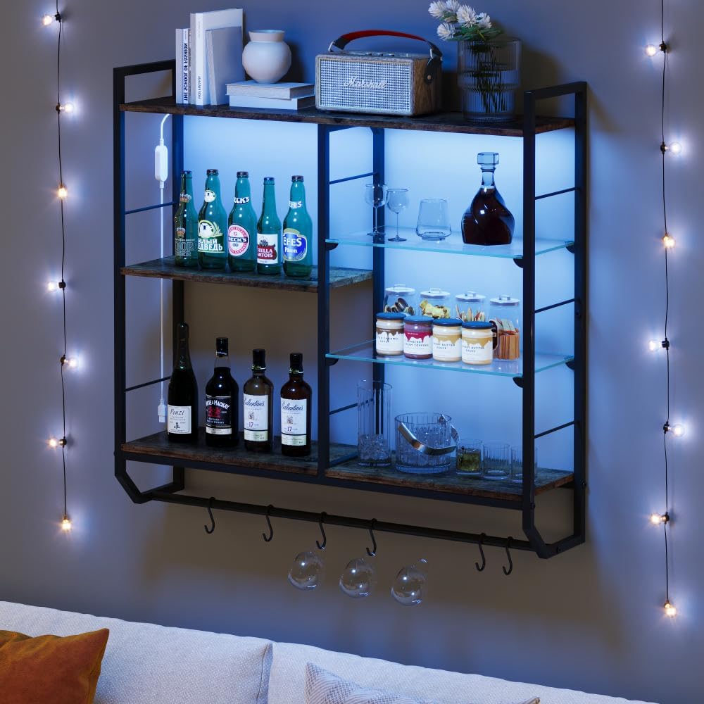 EYCOAL Gaming Floating Shelves, Wall Mounted Wooden Decor Display Shelf with ...