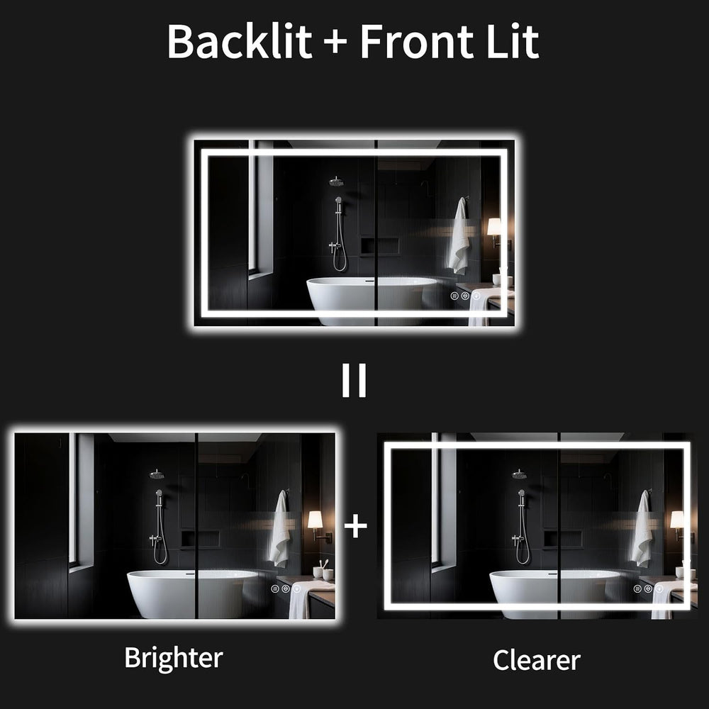 30"x48" LED Bathroom Mirror with Lights | Dimmable，Anti-Fog，Bathroo...