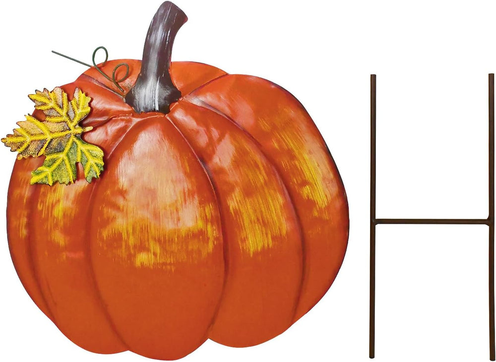 Metal Pumpkin Garden Stake Outdoor Fall Decor Decorative Pumpkin Yard Sign