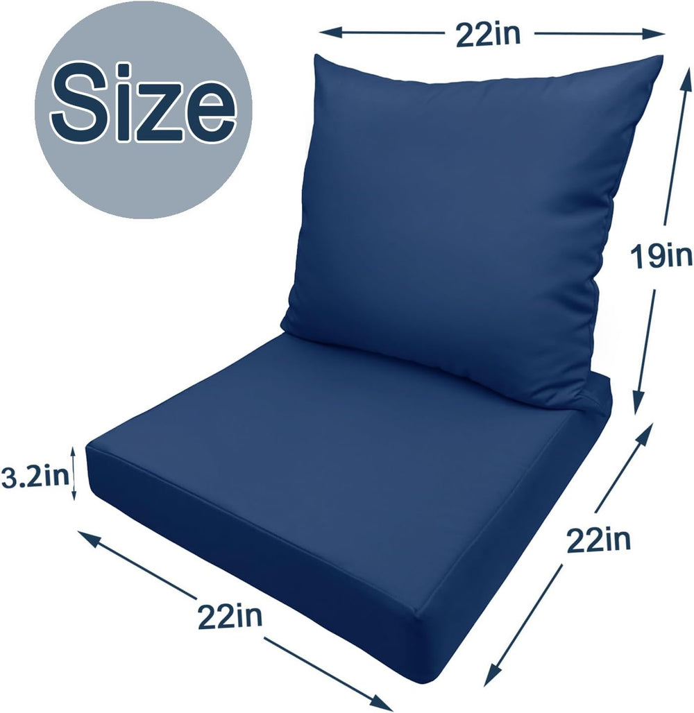 Bcareself Outdoor Deep Seat Cushion Set Waterproof & Fade Resistant Patio...