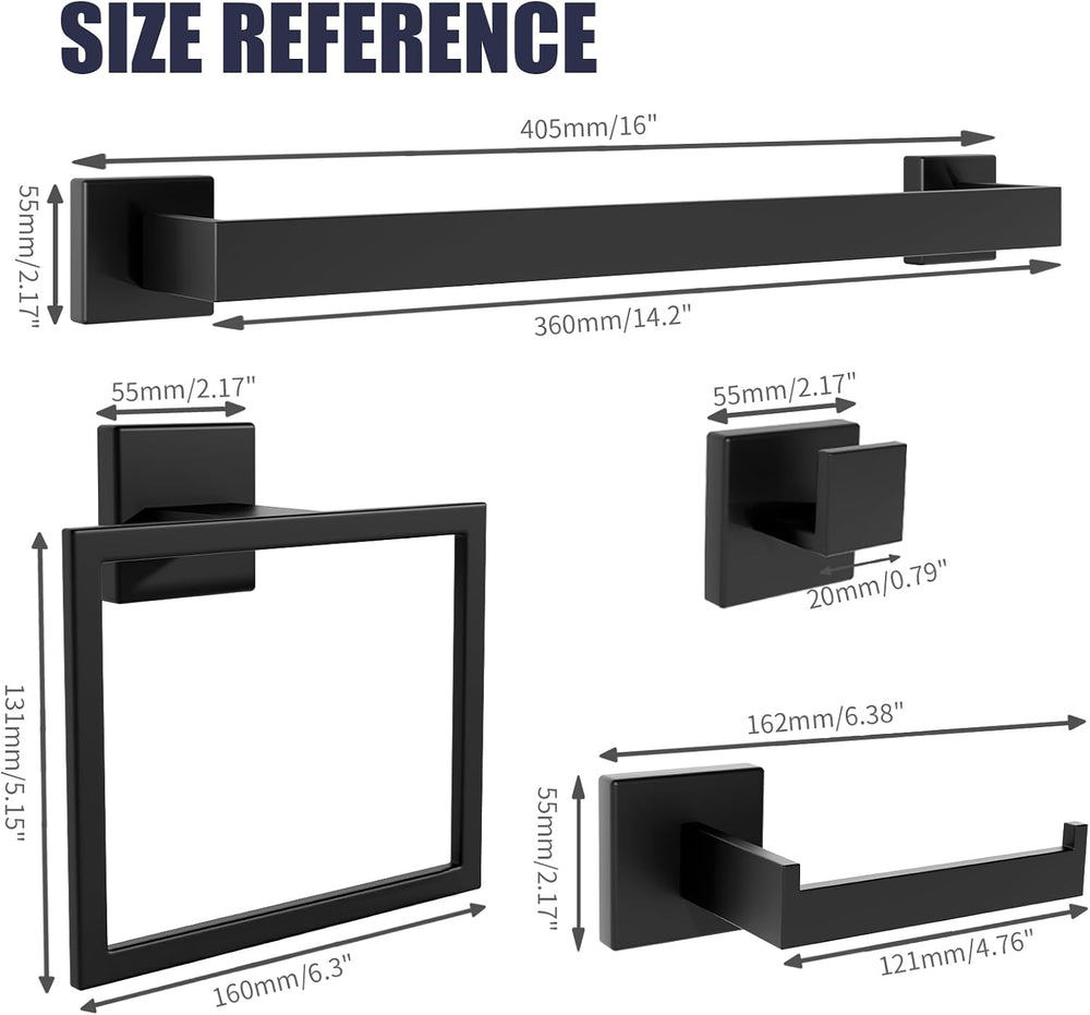 Bathroom Hardware Accessories Set: Bath Towel Bar Set, Towel Racks for Bathro...