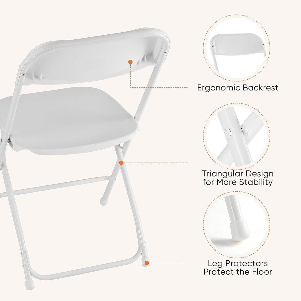 DUMOS Plastic Folding Chairs Sets of 6, Patio Dining Foldable Sets, Outdoor