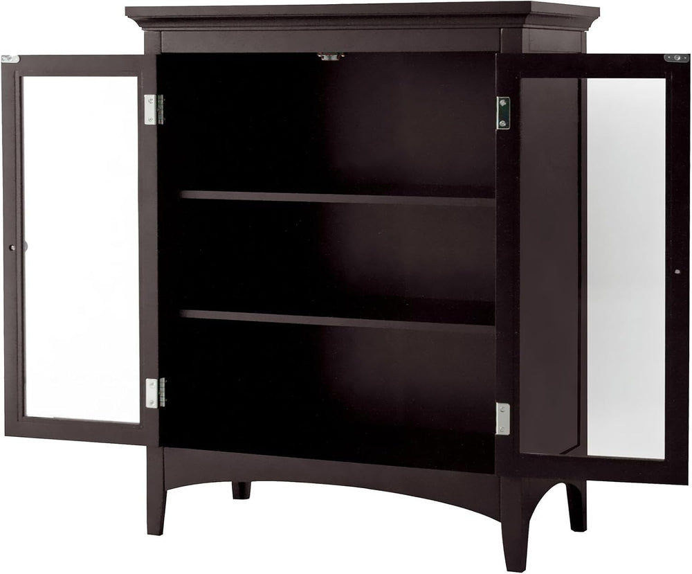 Teamson Home Madison Wooden Floor Cabinet with 2 Glass Doors, Espresso